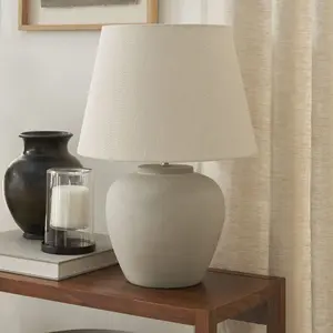Nourison 20" Light Grey Ceramic Pot Transitional Table Lamp