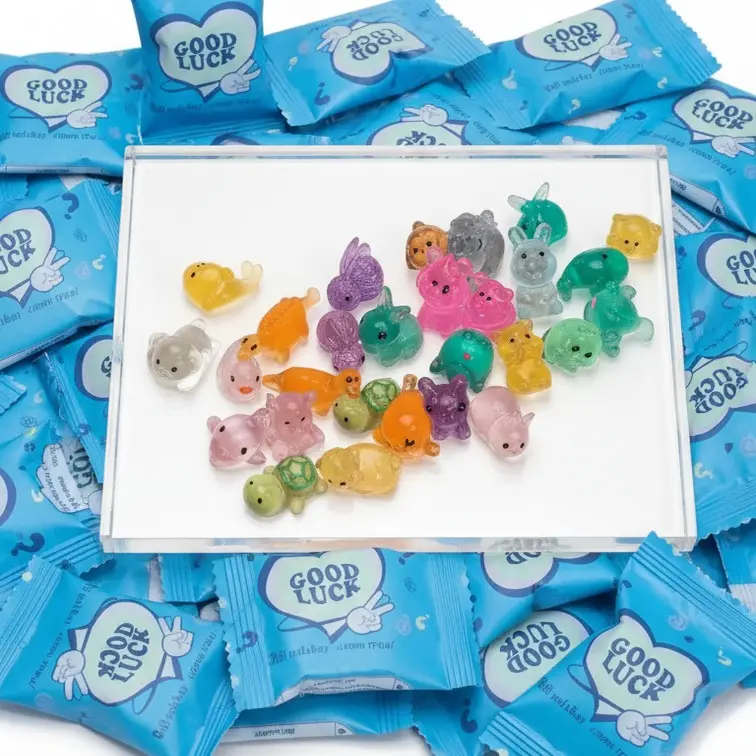 50pcs Glow in The Dark Transparent Mini Resin Cute Animal Figurines, Colorful Tiny Cartoon Animal Figures, DIY Craft Charms, Micro Landscape, Aquarium & Dollhouse Mini Decorations