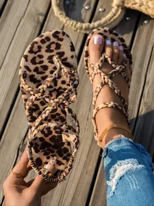 Women's Fashion Leopard Print Barefoot Sandals, Casual Versatile Flat Sandals for Beach, Fashionable Barefoot Sandals for Women & Girls, Walking Shoes, Footwear, Boho Casual Sandals, Boho Style Sandals