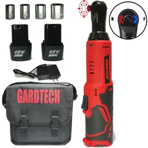12V Cordless Right Angle Torque Wrench Heavy Duty Electric Ratchet Socket Wrench Set With 2 x 2.0Ah Batteries, Built-in LED Light, Time-Saving Auto Repair Power Tool