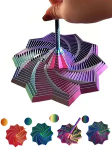 3D Printed Sensory Stress Relief Fidget Star Toy, Rotating Spiral Design with Handle, Visual and Auditory Enjoyment, Perfect Gift or Desk Decor