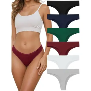 ‌ Seamless Cotton Thongs for Women - Breathable Comfortable Underwear 6-Pack