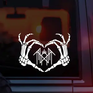 Skeleton Heart Hands Sleep Token Vinyl Decal – Alt Aesthetic Car Sticker for Worshippers, Vessel Fans, Music Lovers, Band Merch Collectors, Dark Alt Girls, TikTok Car Decor, Waterproof Durable Gothic Music Sticker, Perfect for Alt Car Accessories