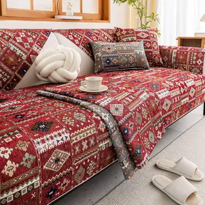 1pc New Bohemian-style Chenille Non-Slip Sofa Cover, Washable Sofa Slipcover, Pet-Friendly Furniture Protector for Home, Living Room, and Bedroom Use.