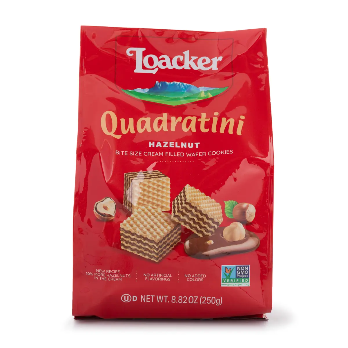 Loacker Quadratini Bite-Size Wafer Cookies, Hazelnut Flavor 250 g