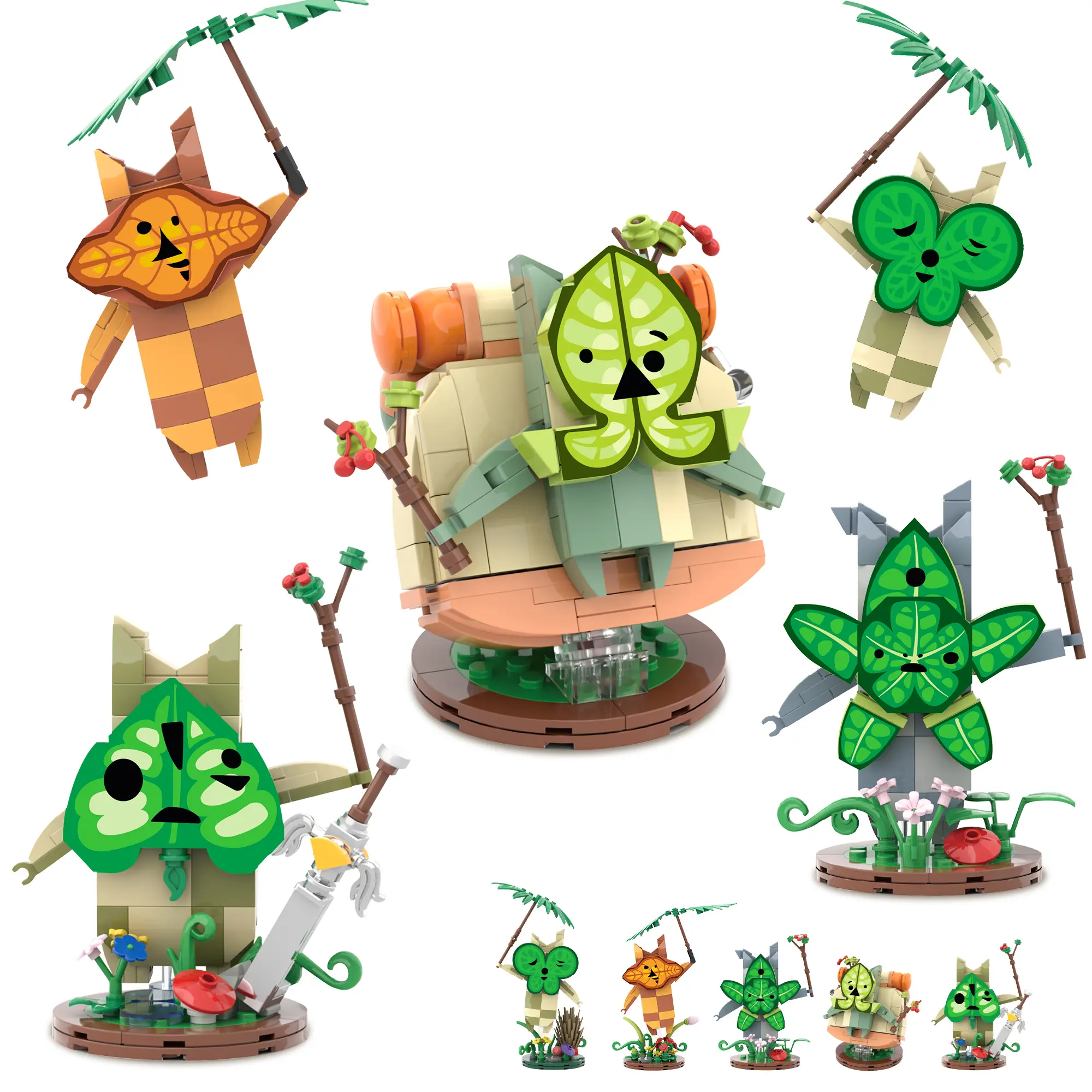 TOKMOC 888 Pieces,5 in 1 Korok Breath of Wild Building Block Set With Base, Cute yahaha Game Action Figures, Adventure Legends Model Collecting and Gifting Model for BOTW Fans,Home Decoration,For Aged 12 and Above,Stress Relief Toy,66004