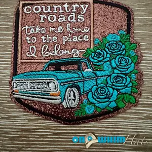 Glitter Country Roads Iron-On Patch