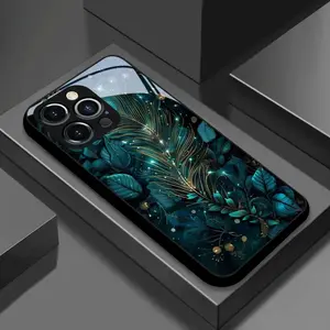 Phone Case - A New Tempered Glass Phone Case Featuring a Peacock Feather Pattern Among Plants, Compatible with for iphone17 17Air 16 Pro 15 Promax 14 Plus 13 12 11