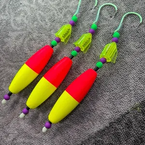 The Jumbo Whacky Cat Fishing Rig - 3 Pack on 8/0 white glow hooks and 80 pound yellow mono leader line