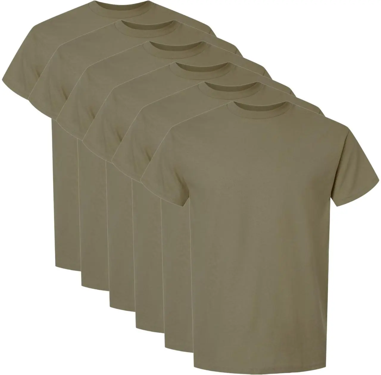 Men's Coyote Brown 100% Cotton Short-Sleeve Casual T-Shirt - AR 670-1 Army Compliant, OCP Scorpion Uniform Approved Menswear Top, 6-Pack, Tshirt, Shortsleeve, Seamless, Plain, Round Neck, Unisex, Stylish