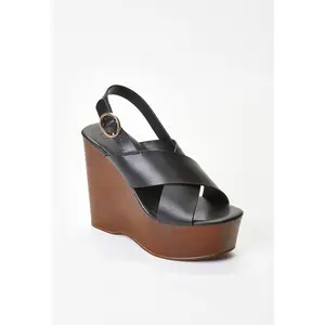 JUST FAB Stylish Women's Platform Wedge Sandals - 5" Heels, 1.75" Platform, Adjustable Buckle, Summer Vacation Wedge Heels for Women