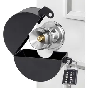 2 Pack Door Knob Lockout Device with Padlock,Temporary Door Handle Lock Cover for Dementia Patients/Child Proof, Outdoor Water Faucet Lock Cover - Black