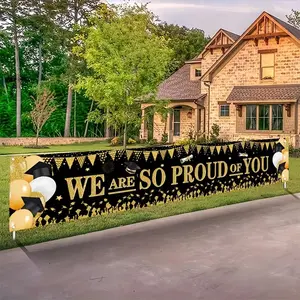 Graduation Banner We Are so Proud of You, Outdoor Polyester Sign for Yard Decoration, Universal Setting Pro