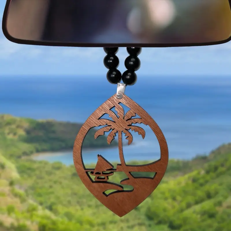 Guam Seal Ornament - 1/4 Inch Thick Wood Cherry Hickory Mahogany Natural Touch Decor 4 Inches & 4.5 Inches Unfinished Style for Wood Enthusiasts