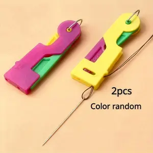 2-Pack Automatic Needle Threader Tool Sewing Supplies Crafts Sewing Tools - - Easy One-Button Operation, Bright Colors (Pink, Green), Suitable for Seniors and Those with Poor Vision - Quick Threading, Ideal Gift