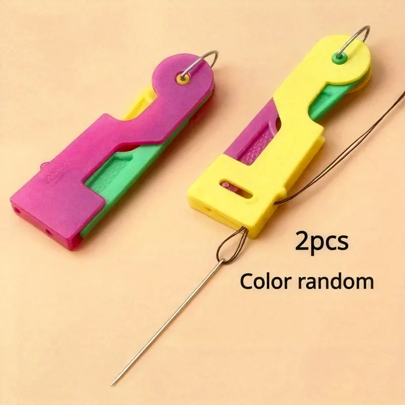 2-Pack Automatic Needle Threader Tool - Easy One-Button Operation, Bright Colors (Pink), Suitable for Seniors and Those with Poor Vision - Quick Threading, Ideal Gift,needle threader for hand sewing,needle threaders for embroidery, Sewing tools