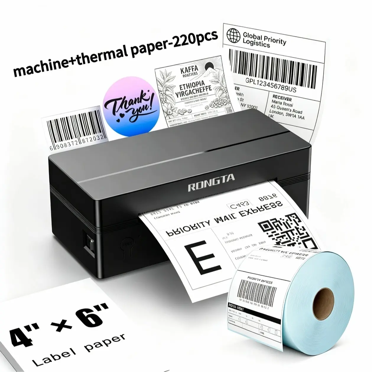black machine+thermal paper220pcs