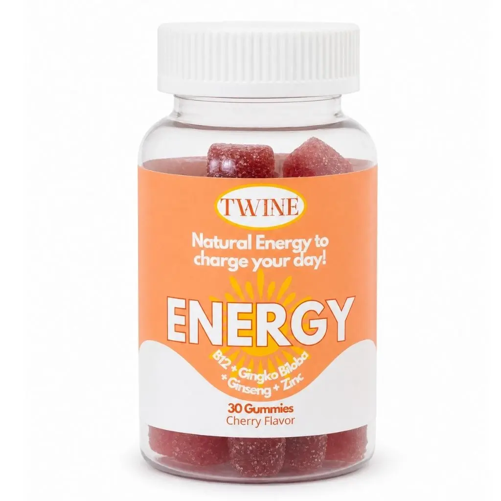 Energy Gummies with Vitamin B12, Ginseng, Gingko Biloba, Biotin, Niacin, Taurine, Zinc, Pantothenic Acid, Vitamin C, Vitamin D, and Vitamin B6-30pcs-Cherry Flavor