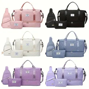 Three-Piece Travel Set Handheld Travel Bag Large Capacity with Independent Shoe Compartment Design Outdoor Fitness Travel Overnight Bag Weekend Bag