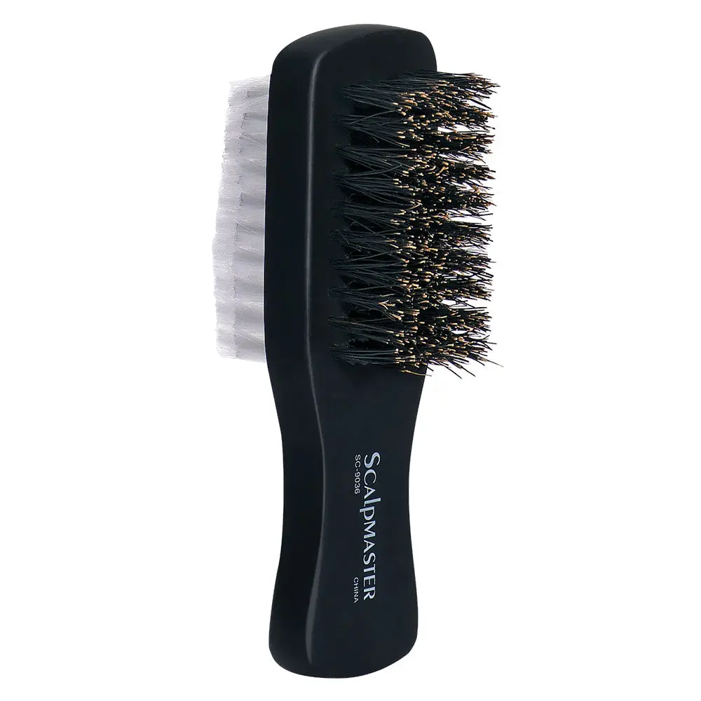 Scalpmaster 2-Sided Boar Bristle & Synthetic Clipper Cleaning Brush - 4.5-Inch Rubberized Wooden Handle for Deep Cleansing, Boar Bristle Brush, 4-1/2 Inches, Double Sides, Free Of Excess Hair, Hair Brush