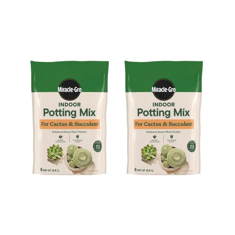 Miracle-Gro Cactus Soil & Houseplant Potting Mix - Fast-Draining Planting Blend for Desert Plants, Indoor Use, 8 qt Size, Feeds Up to 6 Months, Fast-Draining Mix Helps Roots Breathe