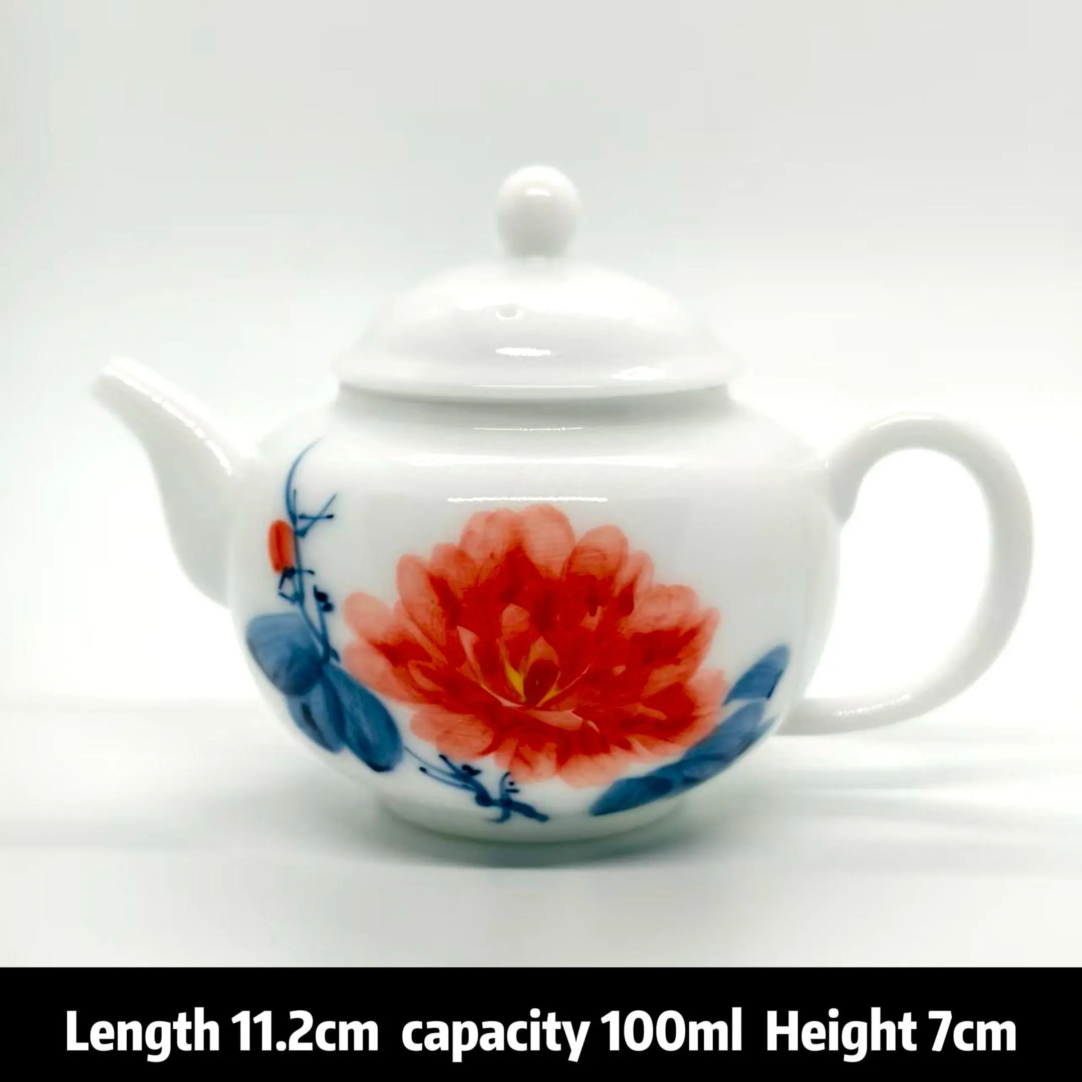 Hand-Painted Peony Blue-White Porcelain Teapot - Classic New Chinese Underglaze Gongfu Tea Vessel with Spout, Gradient Filter, Transparent Accents, Retro Gift Box for Home Use & Holiday Gifting (Collectible Cultural Pottery Item), Perfect Teapot, Daily Te