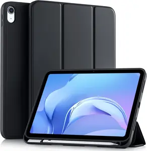 iPad A16 11th Gen 11 Inch & 10th Gen 10.9 Inch Case with Pencil Holder Slim Clear Back Shell Auto Wake Sleep Leather Protective Casing Tablet Protection