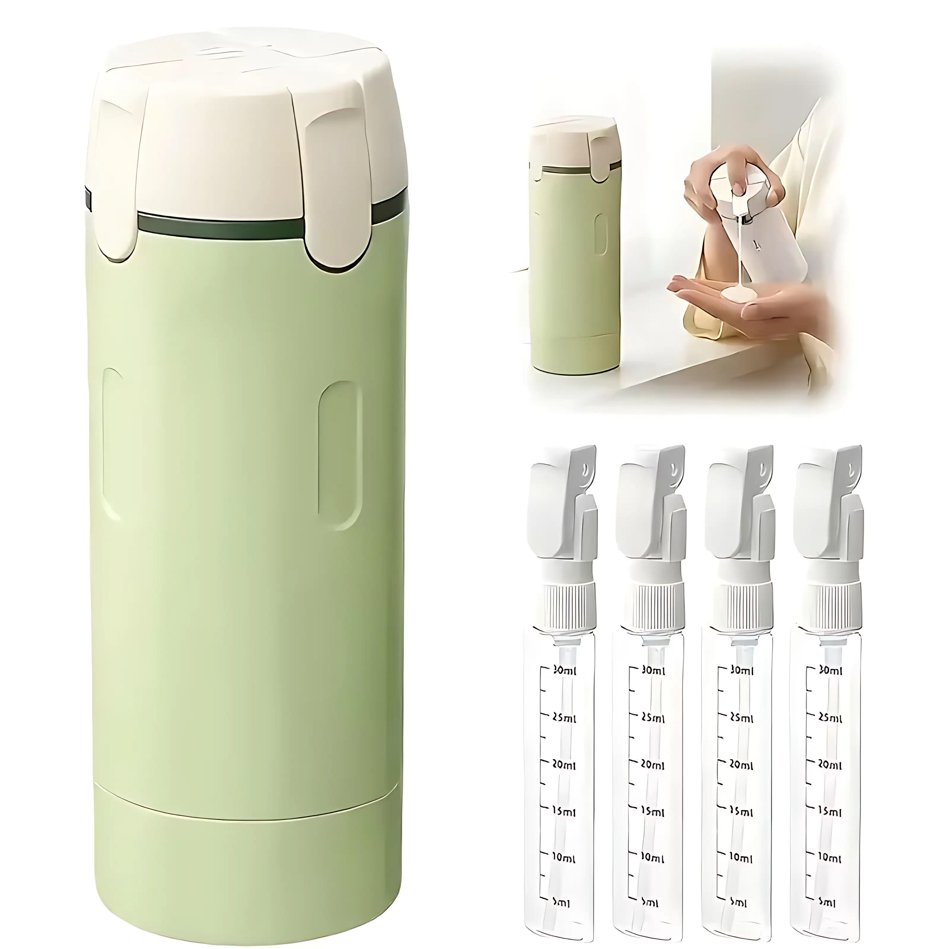 ABS Plastic 4-in-1 Cosmetic Dispenser - Shampoo & Conditioner, Multiple Travel-Ready On-the-Go Toiletry Bottles for Business Trips, Durable Compact Home & Party Bag Gift, Lifestyle
