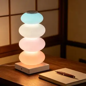 RGB Color Changing Table Lamp, Rechargeable 4-Layer LED Night Light, Touch Control, Modern Ambiance for Bedroom, Living Room, Camping, Decorative Lights