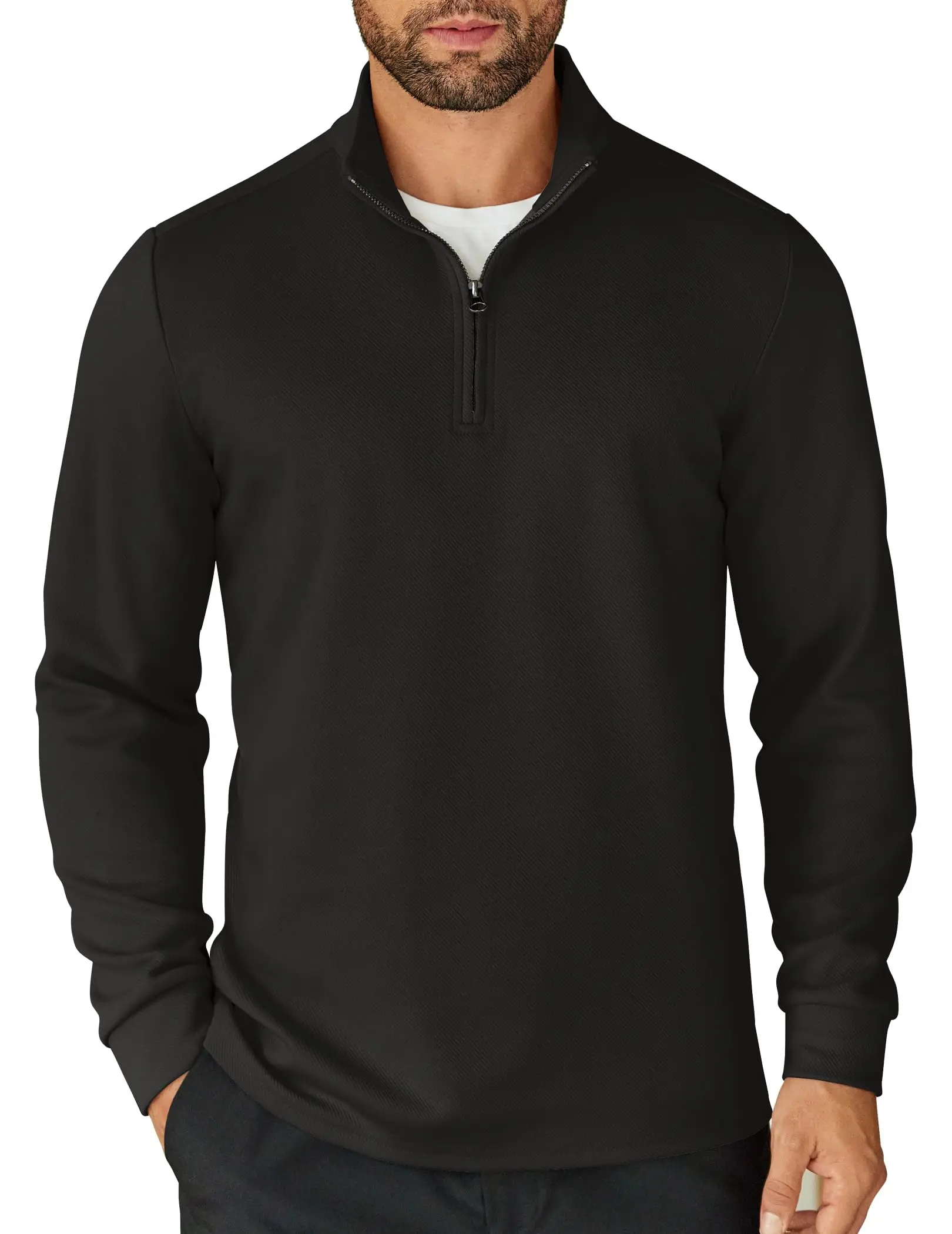 COOFANDY Men's Quarter Zip Up Pullover Lightweight Mock Neck Sweatshirt Casual Long Sleeve Polo Shirt