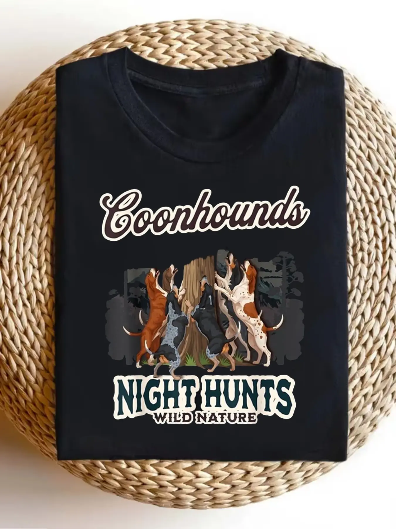 Funny Vintage Graphic Men'S T-Shirt Coonhound Tree unisex soft cotton short sleeve t shirt, vintage graphic casual tee for men women teens, perfect birthday holiday gift for camping travel gym daily street  wear