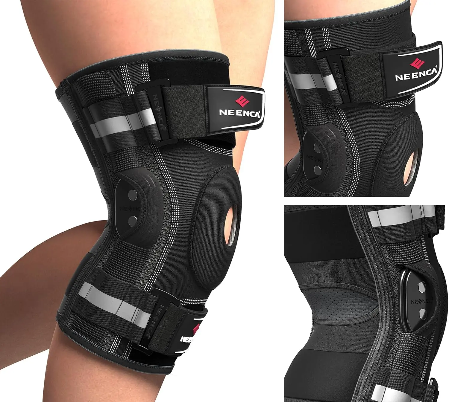 【NEENCA】Professional Adjustable Hinged Knee Brace with Removable Side Stabilizers, Knee Sleeve with Compression & Patella Bands for Pain Relief, Strong Stability for Arthritis, Meniscus Tear, Runners, Knee Braces For Knee Pain Arthritis