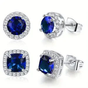 Small cube sugar cubic zirconia   set, round, with a sense of high - end, light luxury, small - scale and unique ear jewelry, including helix piercings Sterling Silver Zircon Stud Earrings#clean girl#statement style#day collar#casual daily wear accessory