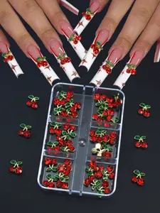 30pcs 3D Cherry Nail Charms, Zinc Alloy Nail Art Rhinestones and Gems, Perfect for Nail Decorations, Enhance Your Manicure Style! Nail Art Set