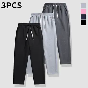 3pcs Men's Loose Straight-Leg Pants Winter & Fall Workout Trousers Soft Knit Fabric ,Drawstring Waistband Outdoor Casual Athletic Style, Side Pockets,  Winter Outfits Men,Comfort Style Suitable for Teens & Young Adults, Great Gift Idea