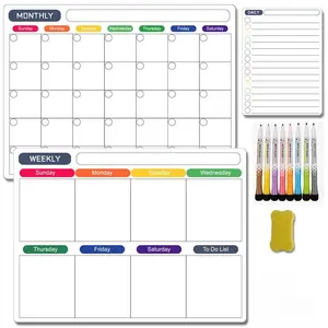 Set of 3 Magnetic Erasable Whiteboard Magnets, Easy-To-Move Home Message Board, Refrigerator Magnet Set for Planning and Decoration