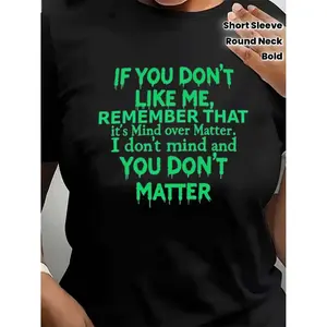 Plus Size Women's Mind Over Matter T Shirt Featuring Bold Statement Text for Casual Spring and Summer Outfits
