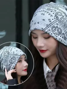 Fashion Boho Style Multifunctional Hooded Scarf Hat, Outdoor Cycling Windproof Warm Neck Gaiter, Fall Winter Daily Use