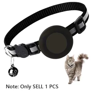 Airtag Cat Collar Breakaway, Reflective Kitten Collar with Apple Air Tag Holder and Bell for Girl Boy Cats, 0.4 Inches in Width and Lightweight, Airtag Compatible, Reflective Collars