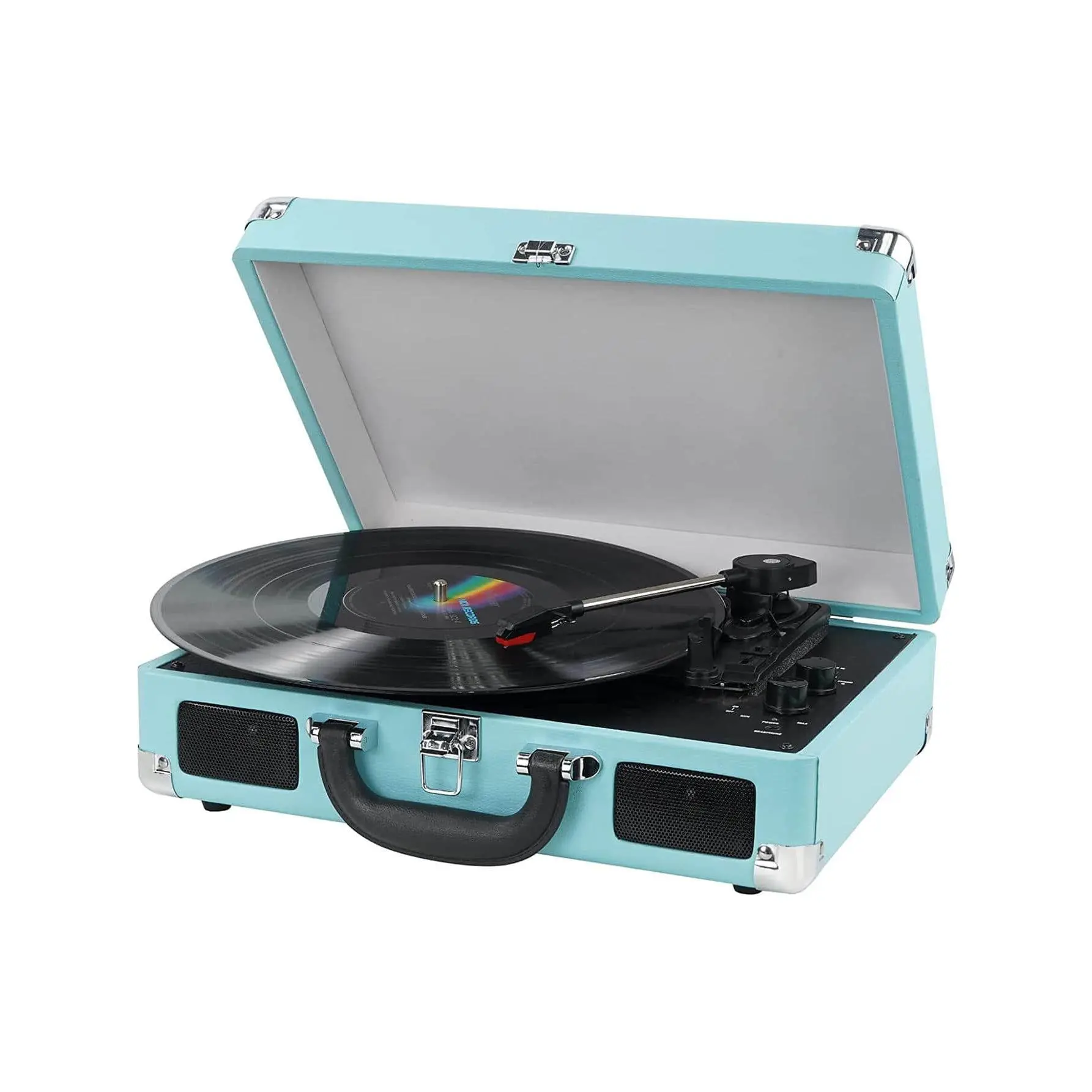 Portable Vinyl Record Player Bluetooth Turntable 3-Speed With Built-In Speakers, Includes Extra Stylus/RCA Out/AUX IN