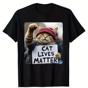 [100% Cotton] Cute Cat Activist Cat Lives Matter Statement T-Shirt