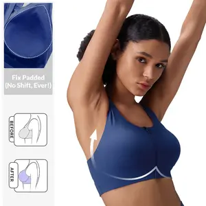baleaf Sweatleaf Women‘’s Zip Front Closure Sports Bras Racerback Padded High Impact Yoga Workout Running Bra Activewear Pushupbra Underwear