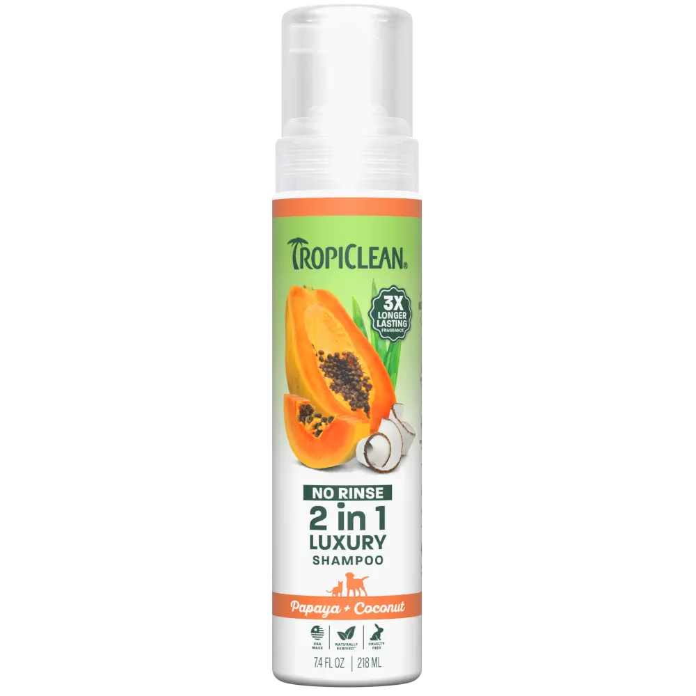 TropiClean Papaya +  Coconut No Rinse Pet Shampoo, 7.4oz