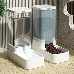 Upgraded Automatic Pet Feeder Set for Dogs and Cats - ABS Plastic, Auto-Adjust Function, Water Feeding, Included Bowls, Drying Storage Bucket