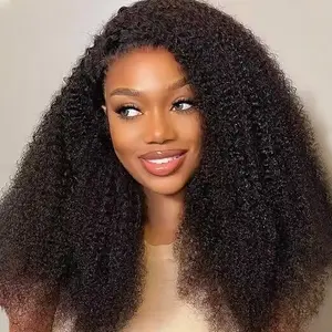 7x5 HD Kinky Curly Glueless Wig Human Hair Ready To Wear Preplucked Wear And Go Glueless Wigs Lace Wigs PreCut pre plucked prebleached Lace wigs