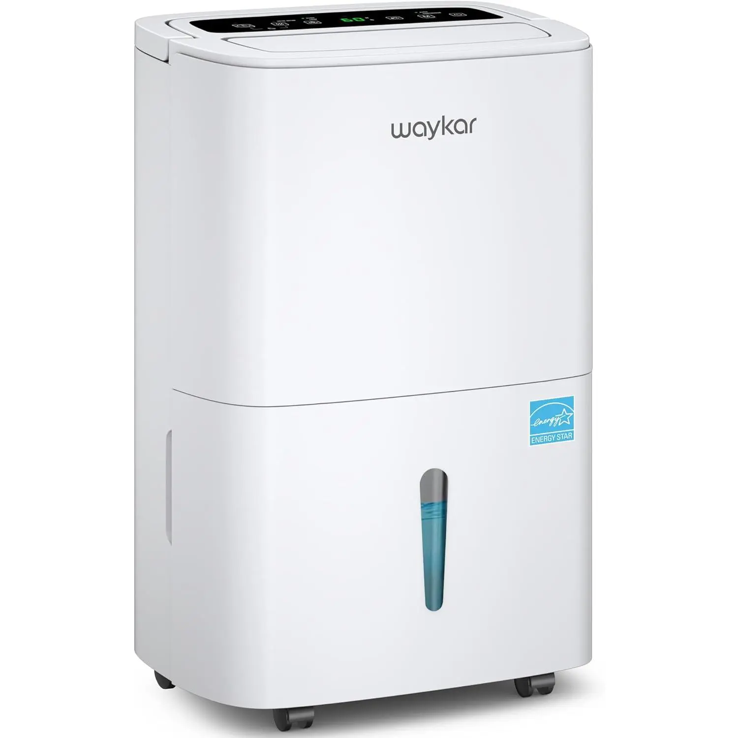 Waykar 150 Pints Energy Star Dehumidifier for Spaces Up to 7,000 Sq. Ft - Auto Defrost, Self-Drying, Drain Hose Included