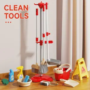 Cleaning Toy Set, Cleaning Playset, Pretend Play Kit with Broom, Mop, Dustpan, Brush, Suitable for Boys and Girls over 3 Years Old