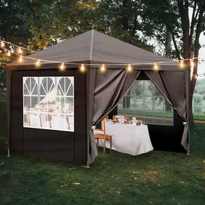 10'x10' Waterproof Outdoor Gazebo, Easy-Assembly Patio Canopy Tent with Adjustable Roof, Ideal for Wedding, BBQ (Black)