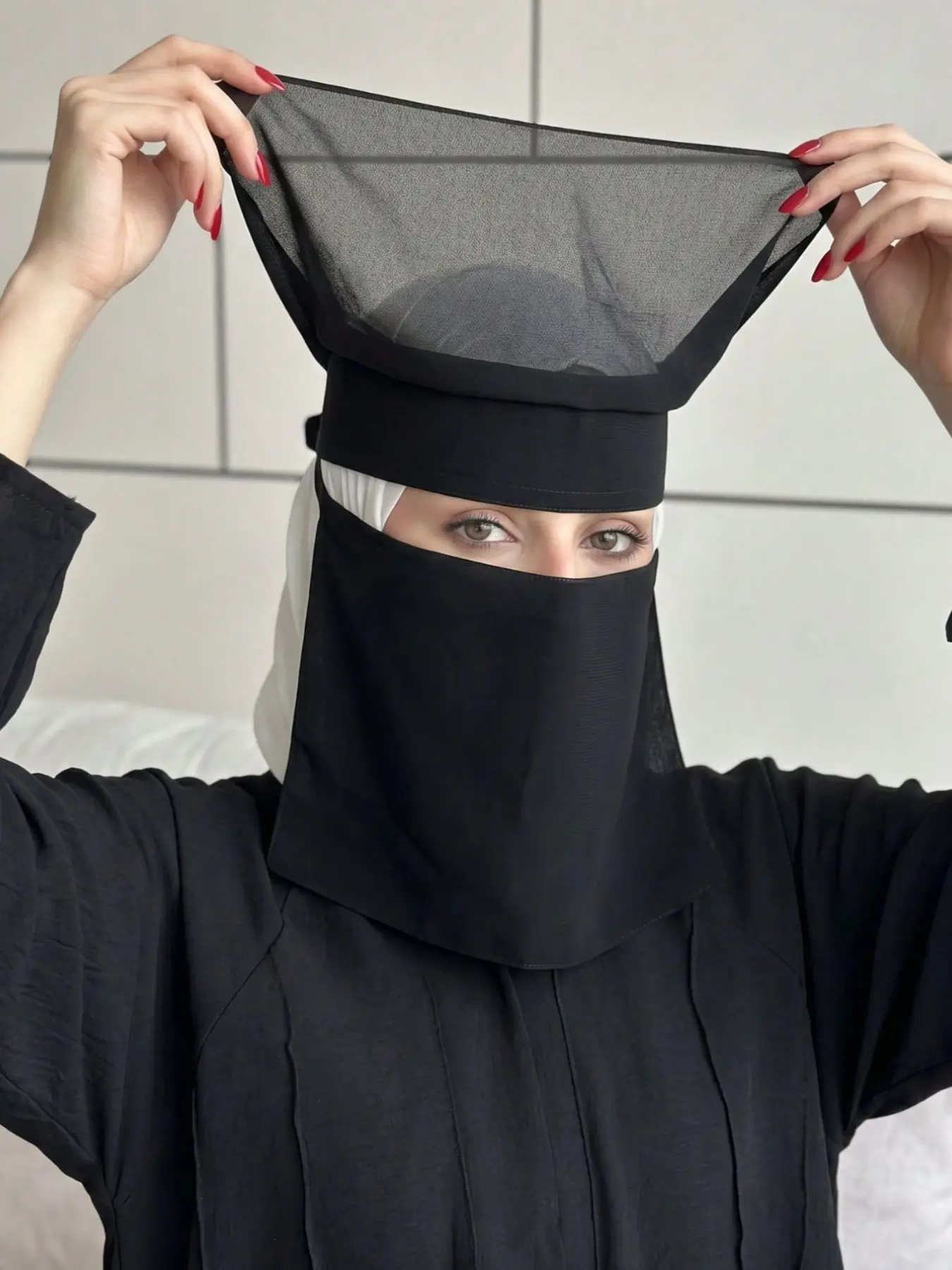 Lightweight Tie-On Sunscreen Veil, Soft Skin-Friendly Eye Shield Niqab, Muslim Women's Modest Face Covering for Summer