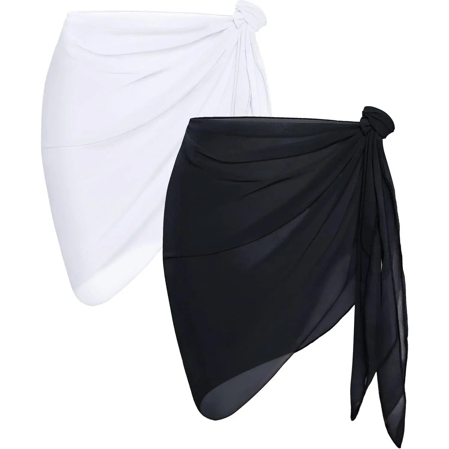 Women's Sheer Cotton Blend 2-Piece Bikini Skirt Cover-Up, Easy-Tying Flattering Cut Beach Sarong Wrap for Swimwear, Cover-Up Skirts, Skirt Cover-Up Skirts